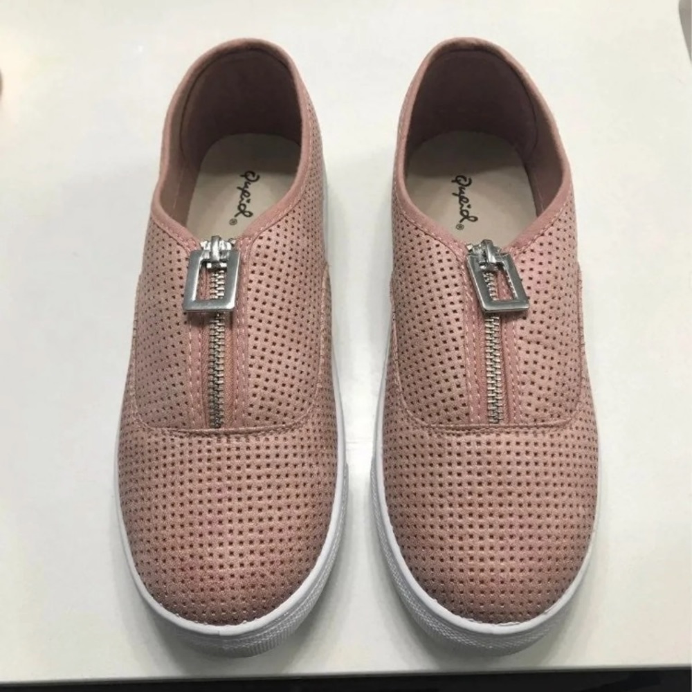 Blush Pink Zip-Up Sneakers